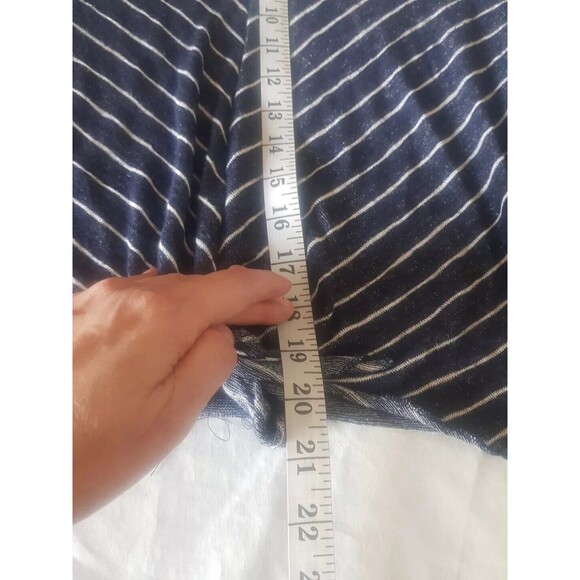 Coin 1804 Womens Blouse Sz Medium Striped Bell Sleeve Tie Front V Neck Ruffle - Picture 12 of 15